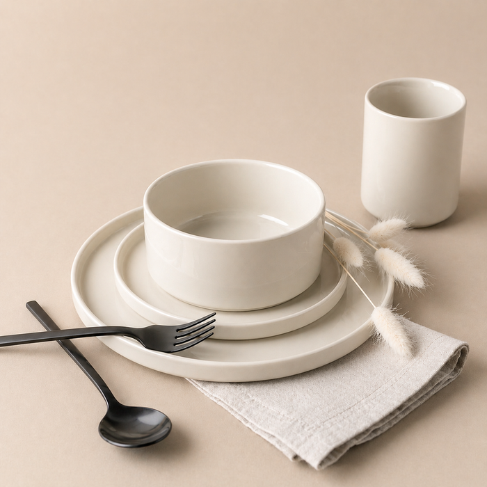 Vajilla Nordic White (Set 12 Piezas/4 Personas)